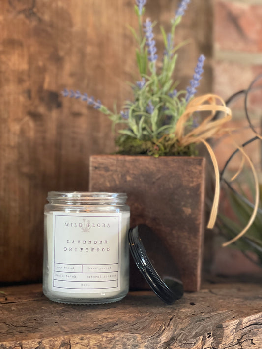 Lavender Driftwood Apothecary Jar Candle