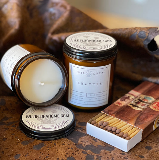Leather Apothecary Jar Candle